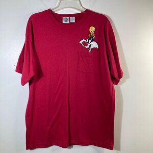 Womens Vintage Acme Clothing Tweety Sylvester Tee‎ Shirt Red M